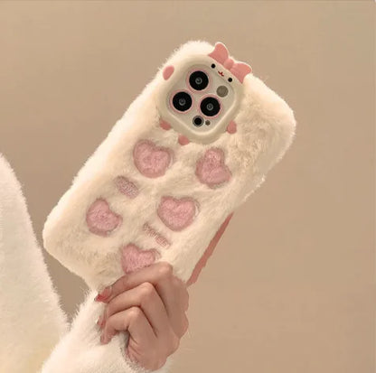 Étui en peluche en forme de cœur