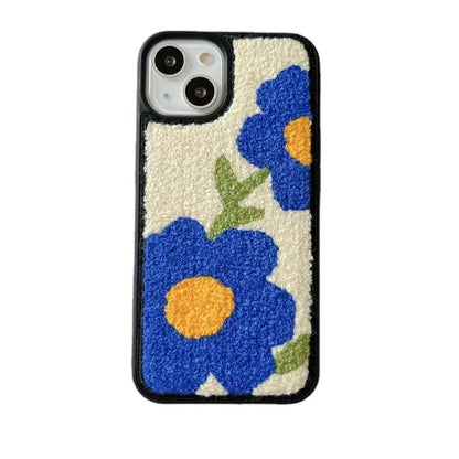 Étui à fleurs bleues