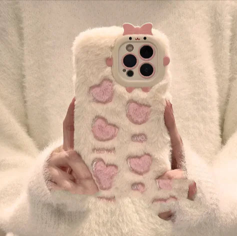Étui en peluche en forme de cœur